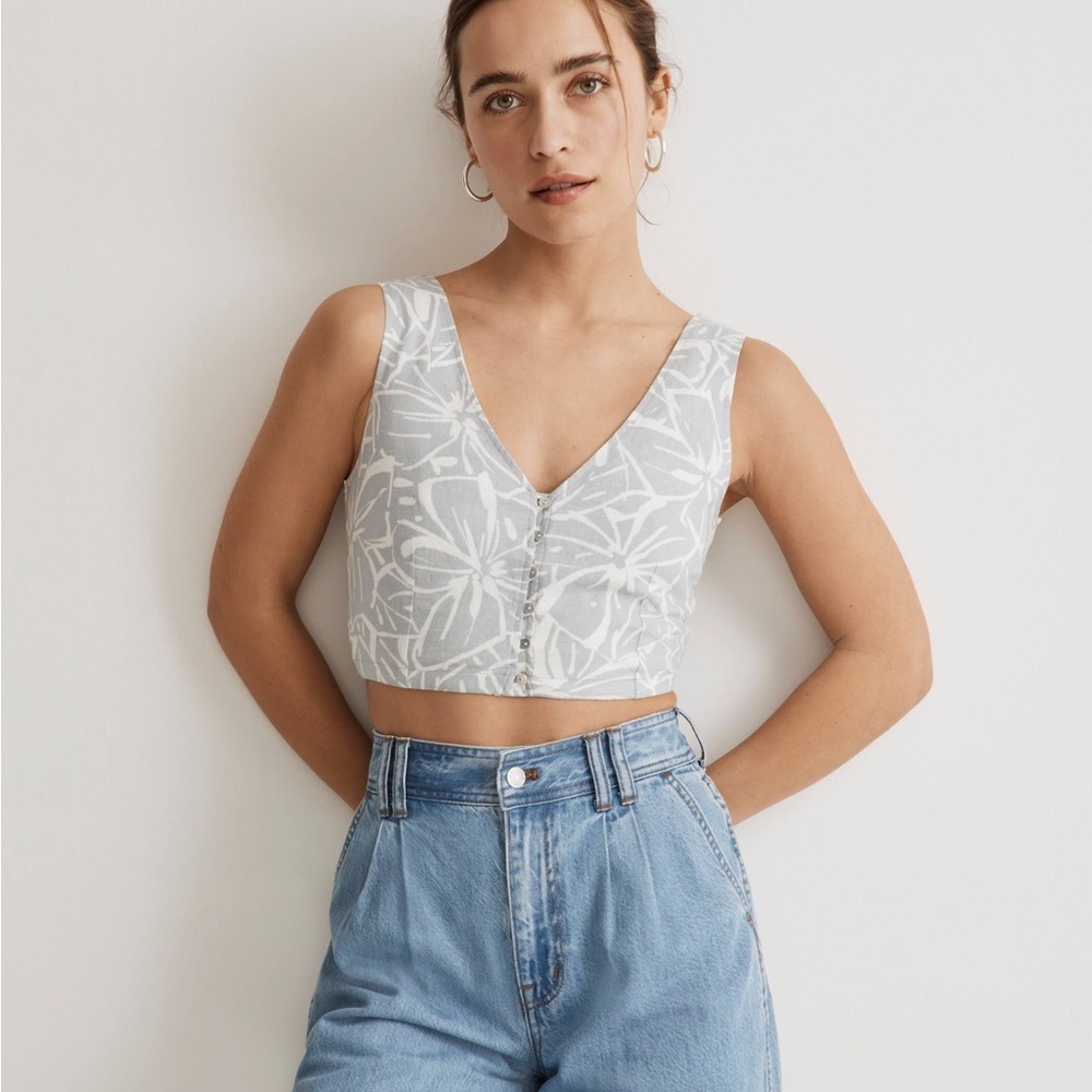 Madewell Linen-Blend Gwen Crop Vest Top NWT